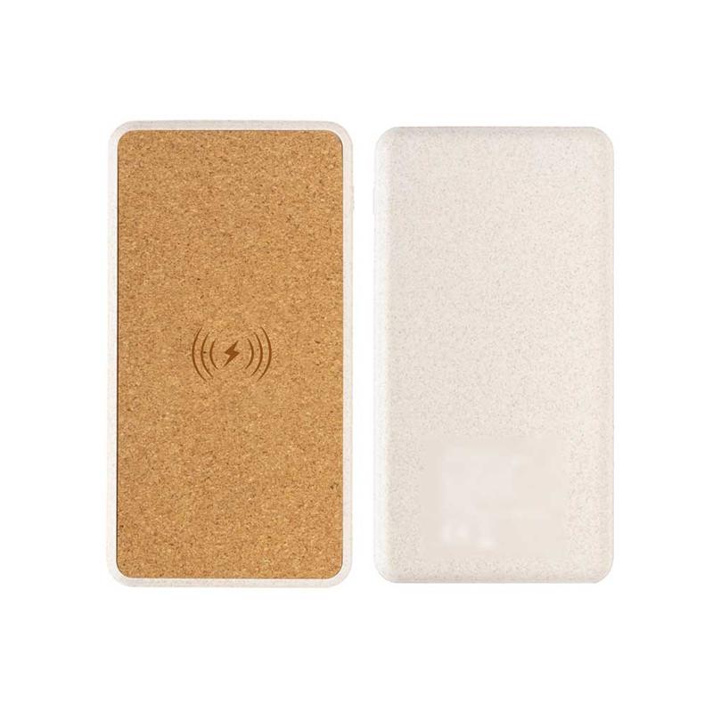 Custom  ECO Friendly Powerbank 8000 mAh Cork and Wheat Straw Wireless